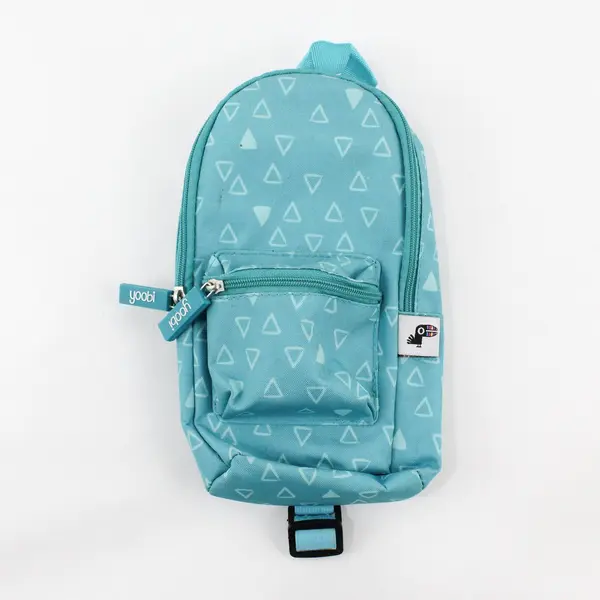 Yoobi Mini Backpack Pencil Case Teal Triangle Pattern School Supply