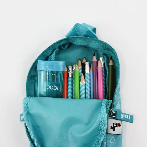 Yoobi Mini Backpack Pencil Case Teal Triangle Pattern School Supply