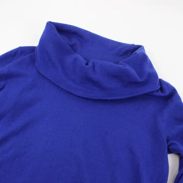 JM Collection Blue Petite PM Knit Sweater Top Long Sleeve Cuffed
