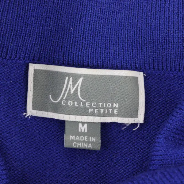 JM Collection Blue Petite PM Knit Sweater Top Long Sleeve Cuffed