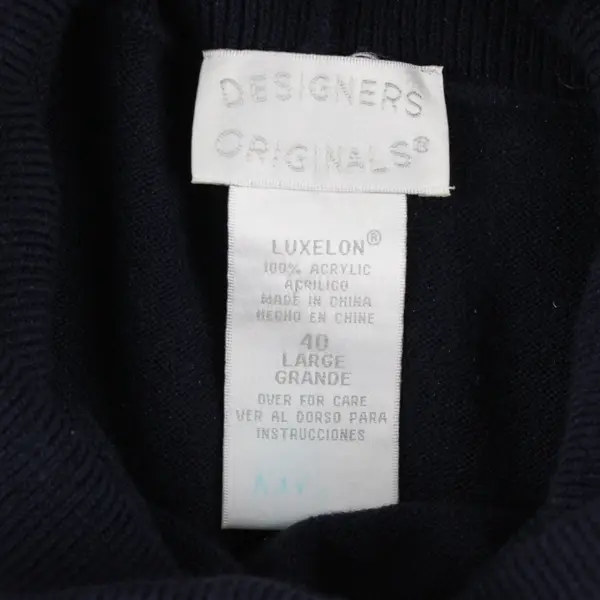 Designers Originals Navy Blue Long Sleeve Knit Sweater Turtle Neck Womens Size L