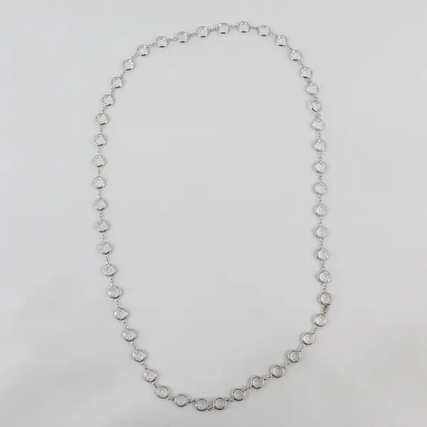 Swarovski Crystal Station Necklace Silver Tone 17"