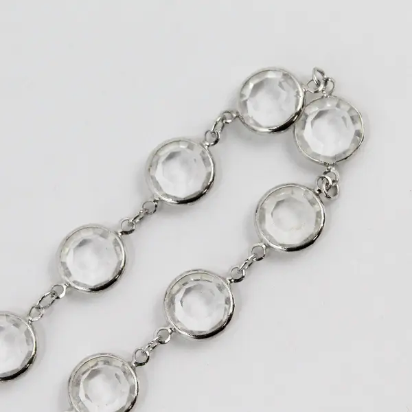 Swarovski Crystal Station Necklace Silver Tone 17"