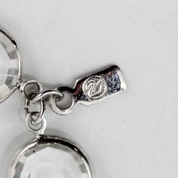 Swarovski Crystal Station Necklace Silver Tone 17"
