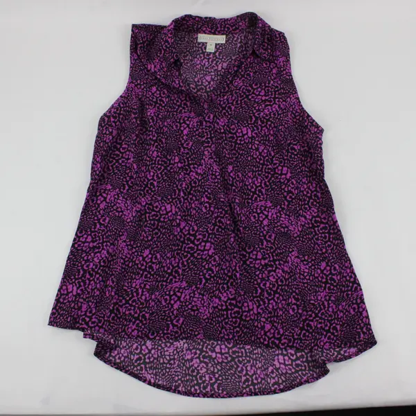 Dana Buchman Purple and Black Leopard Print Sleeveless Blouse Women's Small