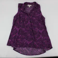 Dana Buchman Purple and Black Leopard Print Sleeveless Blouse Women's Small