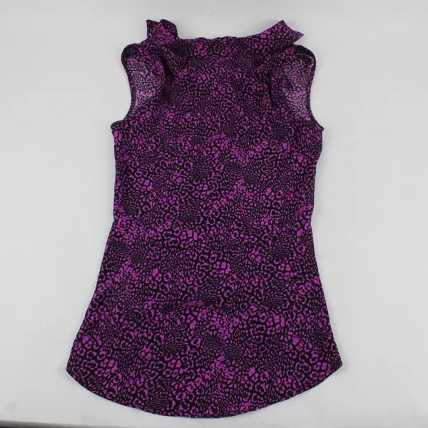 Dana Buchman Purple and Black Leopard Print Sleeveless Blouse Women's Small