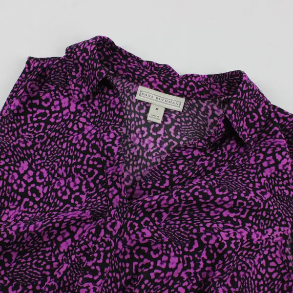 Dana Buchman Purple and Black Leopard Print Sleeveless Blouse Women's Small