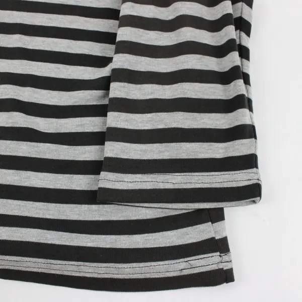 Erika Womens Gray Black Striped 3/4 Sleeve Shirt Size M