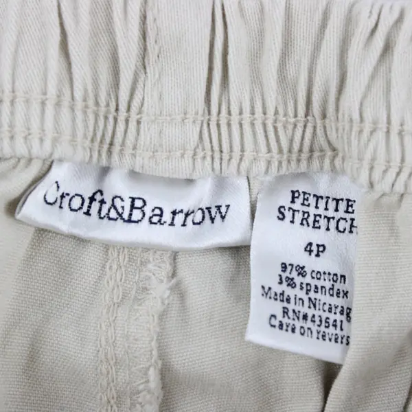 Croft & Barrow Snap Button Beige Cotton Capris Women's Size 4P