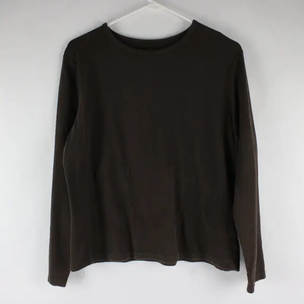 Sonoma Solid Brown Color Long Sleeve Shirt Cotton/Spandex Womens Size PL