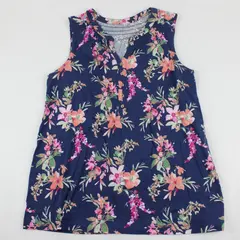 Croft & Barrow Pink Floral Print Blue Sleeveless Top Women's Small