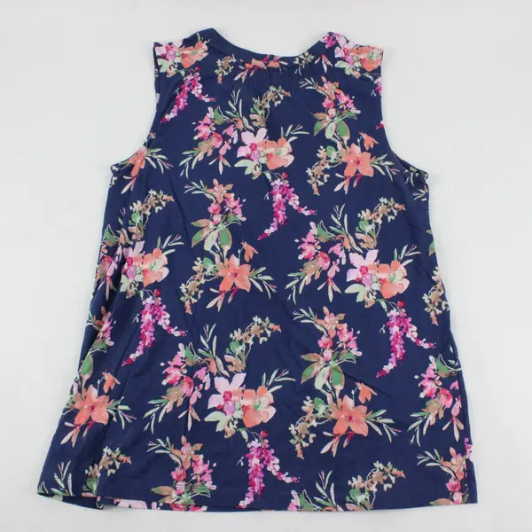 Croft & Barrow Pink Floral Print Blue Sleeveless Top Women's Small