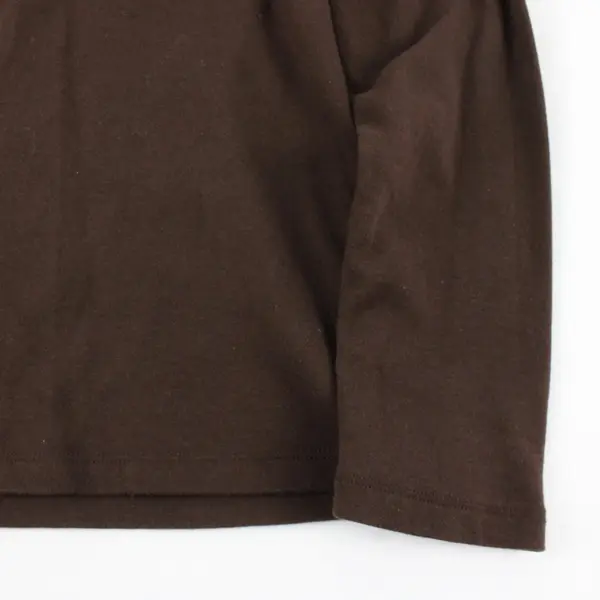 White Stag Womens Long Sleeve Solid Brown Mock Neck Shirt L 12-14