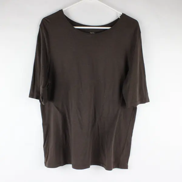 Mossimo Womens Solid Brown Elbow Sleeve Top XXL Cotton Spandex Stretch