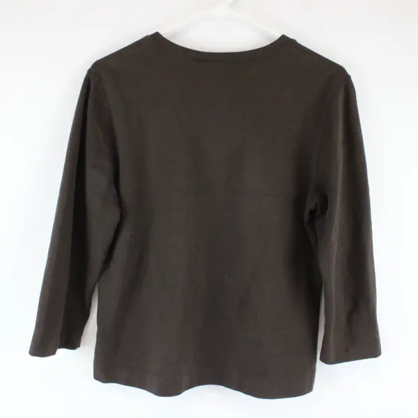 Mossimo Solid Brown Quarter Length Sleeve Shirt Cotton/Spandex Womens Size L