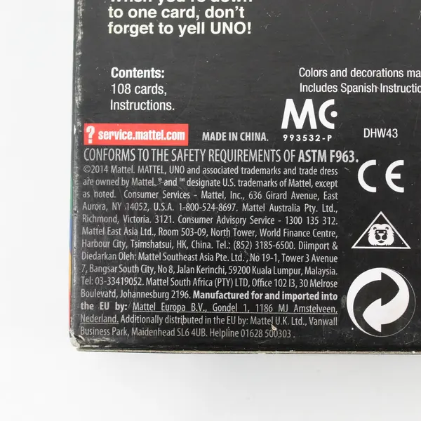 Mattel Uno Card Game in Original Pack # DHW43, Sealed Cards 2014