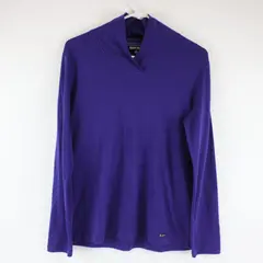 Ellen Tracy Solid Purple Long Sleeve Knit Top Mock Neck 100% Cotton Womens Sz L
