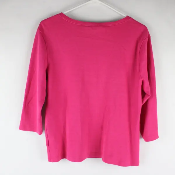Karen Scott Bright Pink Three-Quarter Sleeve Shirt Womens Petite PL