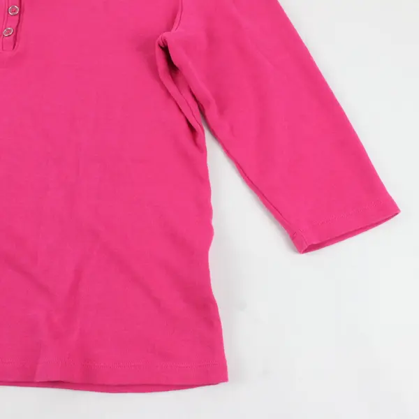 Karen Scott Bright Pink Three-Quarter Sleeve Shirt Womens Petite PL
