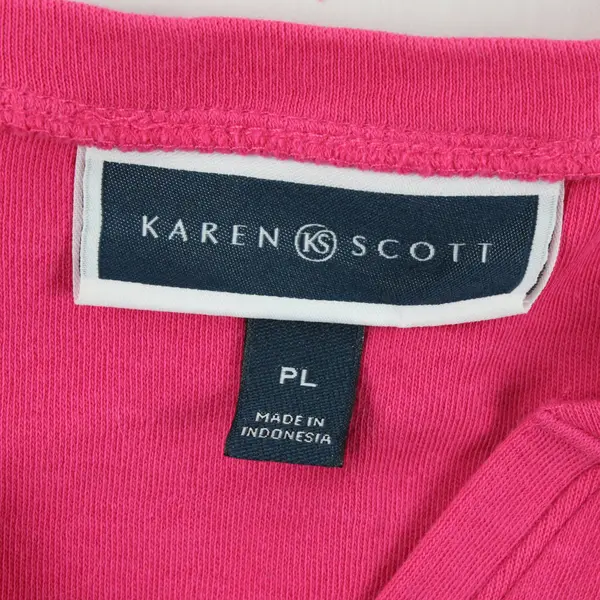 Karen Scott Bright Pink Three-Quarter Sleeve Shirt Womens Petite PL