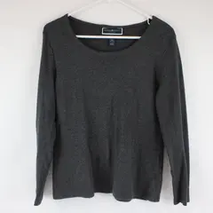 Karen Scott Speckled Gray Long Sleeve Shirt Top 100% Cotton Womens Size PM