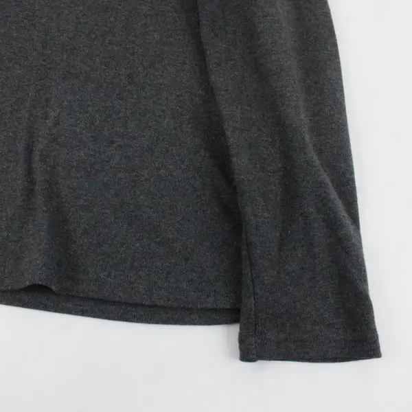 Karen Scott Speckled Gray Long Sleeve Shirt Top 100% Cotton Womens Size PM