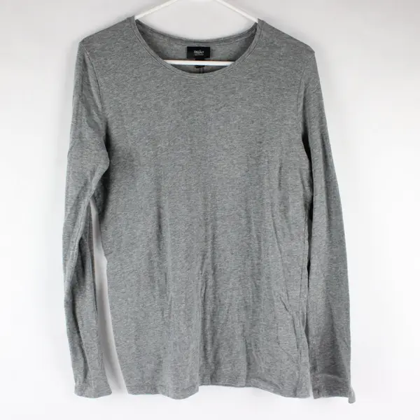 Mossimo Solid Speckled Gray Long Sleeve Shirt Top Cotton/Spandex Womens Size L