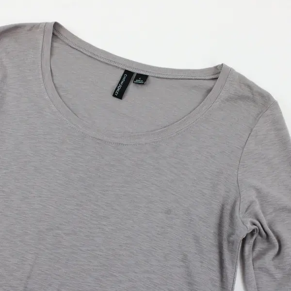 Cynthia Rowley Light Gray 3/4 Sleeve Shirt Top Women's L