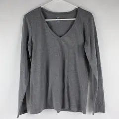 Dip Gray Speckled V-Neck Long Sleeve Women's Shirt Top Size M