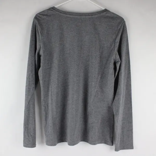 Dip Gray Speckled V-Neck Long Sleeve Women's Shirt Top Size M