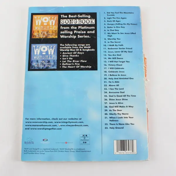 WoW Worship Songbook Today's 30 Most Powerful Worship Songs 2000 Paperback 