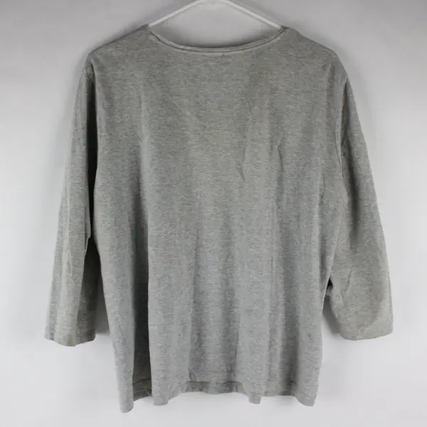 Croft & Barrow Women's Petite PL Gray Beaded Cotton 3/4 Sleeve Shirt