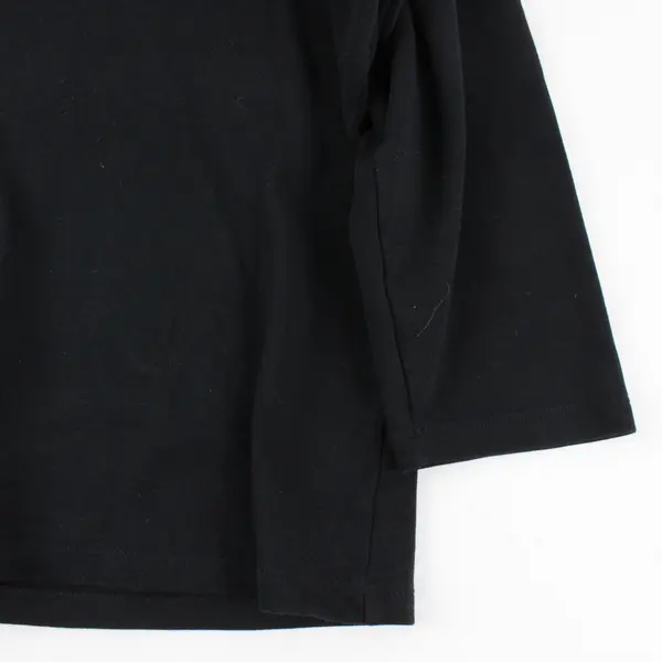 Karen Scott Black Solid 3/4 Sleeve Cotton Shirt Petite PL Women