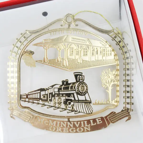 Nation's Treasures McMinnville Oregon Brass Ornament 20 Years Downtown Assoc
