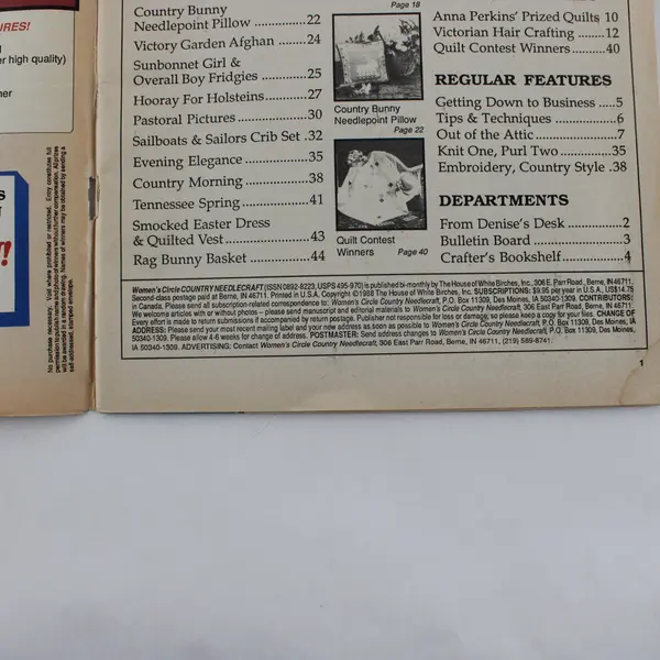 Vintage Women's Circle Country Needlecraft April 1988 Craft Magazine