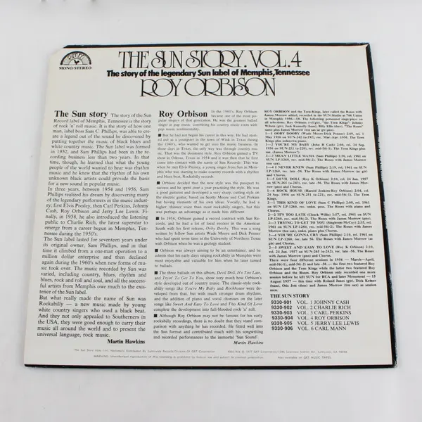The Sun Story Volume 4 Roy Orbison 12" Vinyl Record