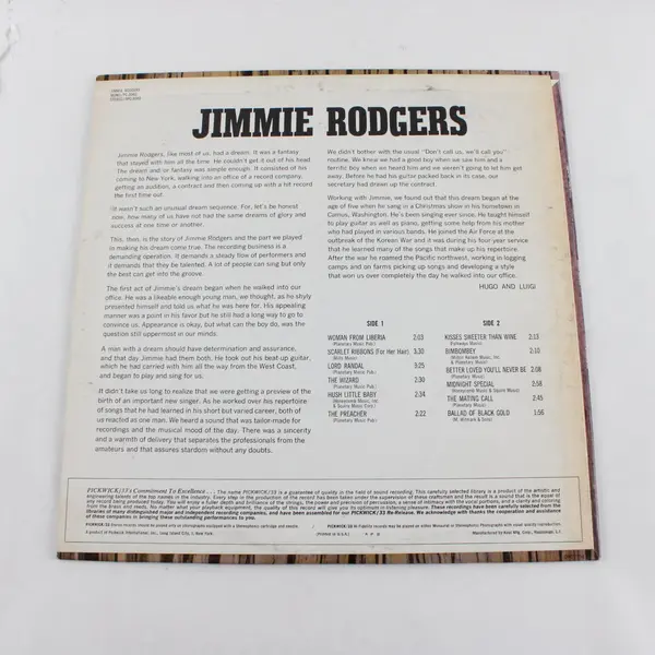 Jimmie Rodgers 12" Vinyl Record Pickwick/33 SPC-3040