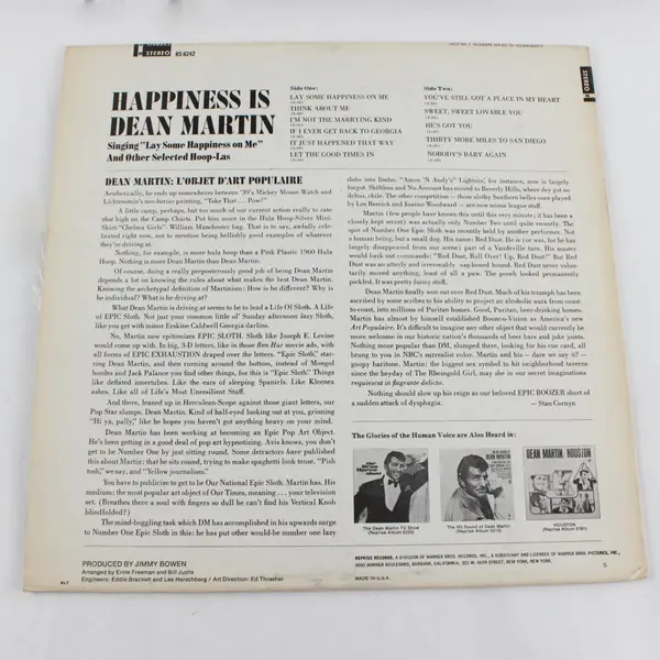 Happiness is Dean Martin 12" Vinyl Record