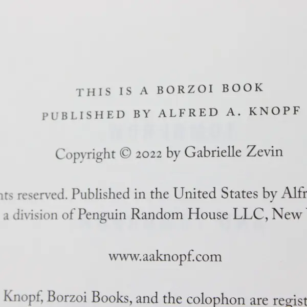 Tomorrow and Tomorrow and Tomorrow Gabrielle Zevin 2022 HC Dust Jacket