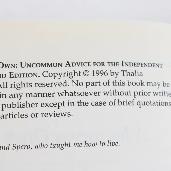 VTG Journey of One's Own Uncommon Advice Thalia Zepatos 2nd Ed Revised 1996 PB