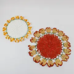 Lot of 2 Handmade Crocheted Doilies Lace Table Decor