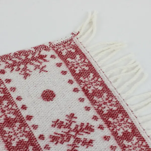 Texteis Penedo Home Fine Linens Christmas Snowflake Throw Blanket Red Ivory