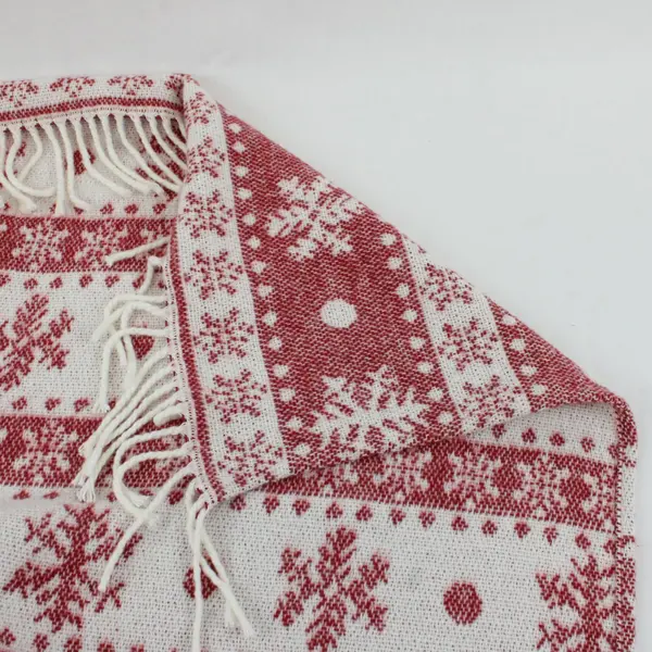 Texteis Penedo Home Fine Linens Christmas Snowflake Throw Blanket Red Ivory