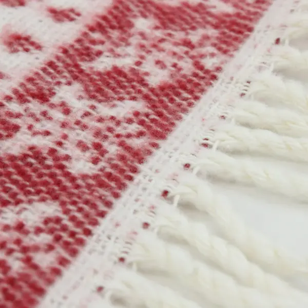 Texteis Penedo Home Fine Linens Christmas Snowflake Throw Blanket Red Ivory