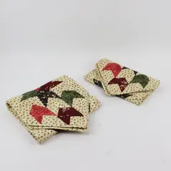 Set of 2 Handmade Quilted Patchwork Star Block Table Runners 12x32 12x46