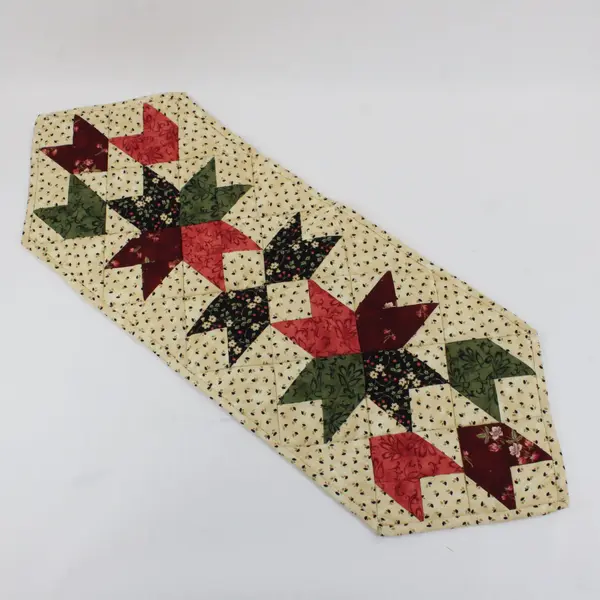 Set of 2 Handmade Quilted Patchwork Star Block Table Runners 12x32 12x46