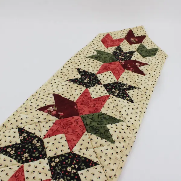 Set of 2 Handmade Quilted Patchwork Star Block Table Runners 12x32 12x46