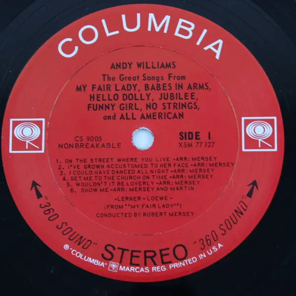Andy Williams The Great Songs From My Fair Lady Columbia CS 9005 Vinyl LP