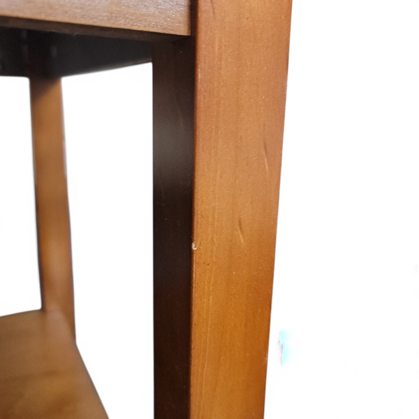 Pair of Wood Glass Top End Tables w/ Lower Shelf - Local Pickup Only